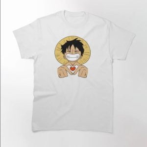 One Piece Monkey D. Luffy Valentine's Day Finger Heart T-Shirt